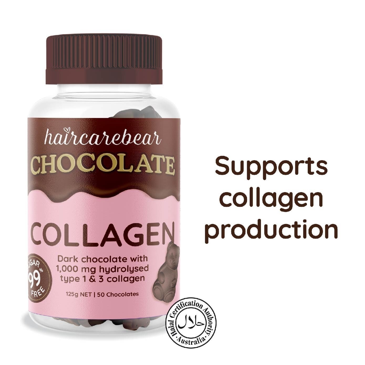 Collagen Gummies 99% Sugar Free Dark Chocolate (For Supports Collagen Production) 50s