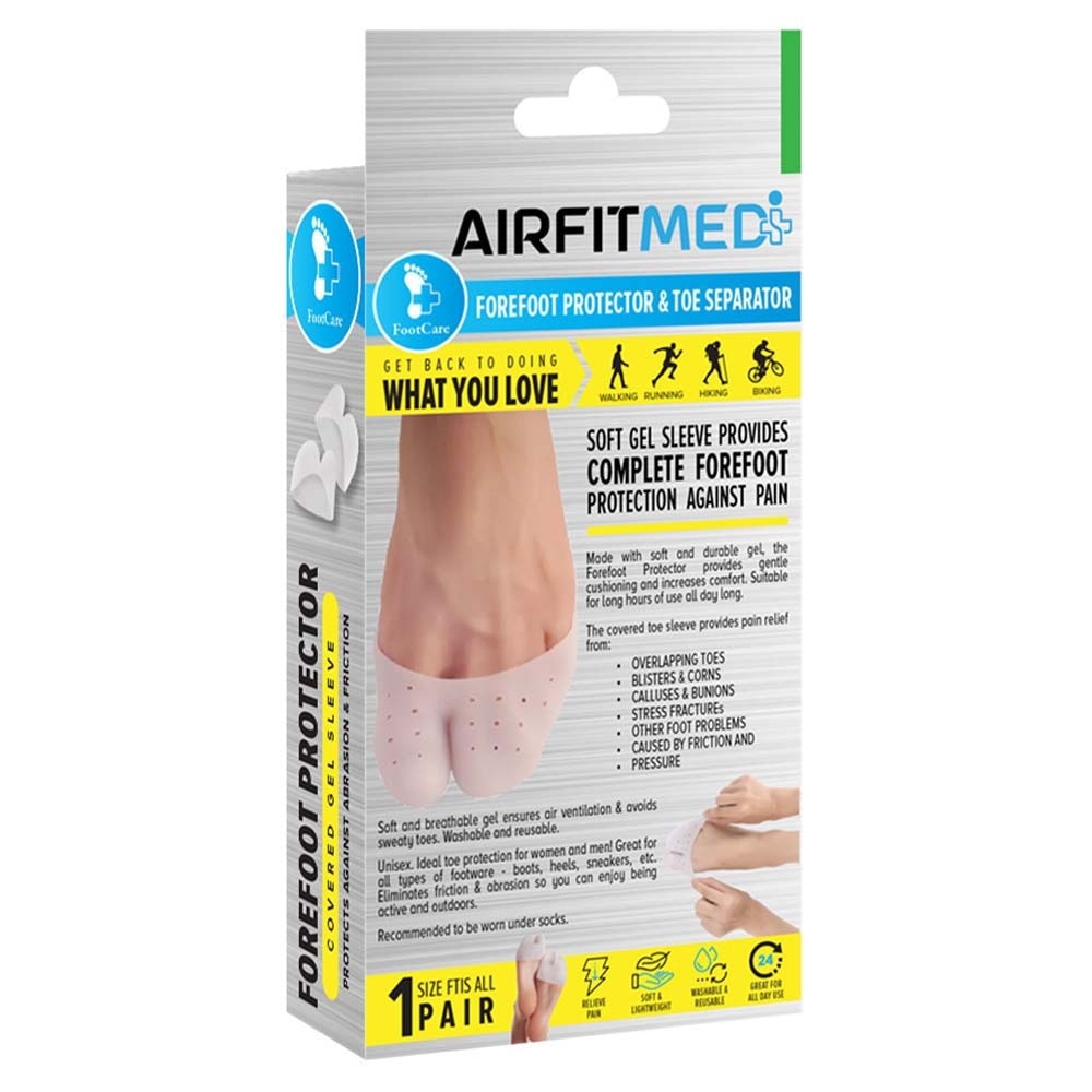 Forefoot Protector Covered Gel Sleeve Set (To Prevents Blisters, Corns, Bunions, Cuts & Abrasions) 1s