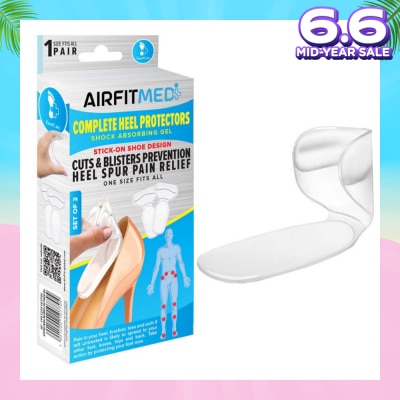 AIRFIT MEDI Complete Heel Protectors Shock Absorbing Gel Set (For Cuts & Blisters Prevention Heel Spur Pain Relief) 1s