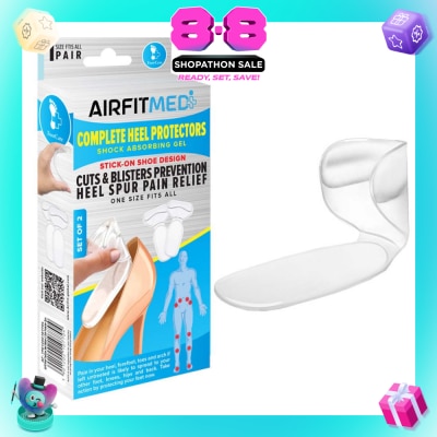 AF MEDI - Complete Heel Protectors Shock Absorbing Gel Set (For Cuts & Blisters Prevention Heel Spur Pain Relief) 1s