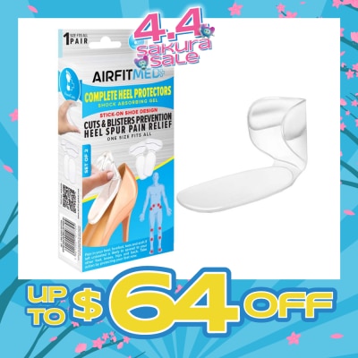AF MEDI - Complete Heel Protectors Shock Absorbing Gel Set (For Cuts & Blisters Prevention Heel Spur Pain Relief) 1s