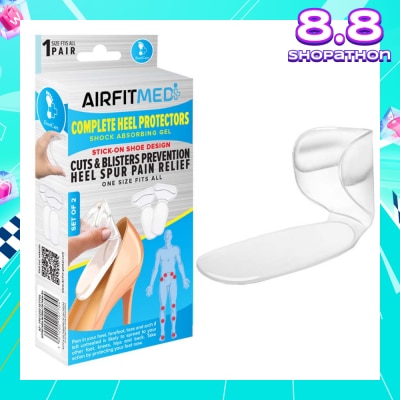 AIRFIT MEDI Complete Heel Protectors Shock Absorbing Gel Set (For Cuts & Blisters Prevention Heel Spur Pain Relief) 1s