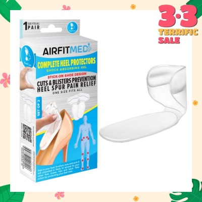 AIRFIT MEDI Complete Heel Protectors Shock Absorbing Gel Set (For Cuts & Blisters Prevention Heel Spur Pain Relief) 1s