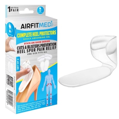 AIRFIT MEDI Complete Heel Protectors Shock Absorbing Gel Set (For Cuts & Blisters Prevention Heel Spur Pain Relief) 1s