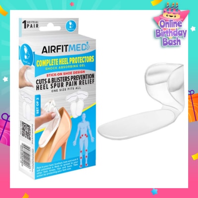 AIRFIT MEDI Complete Heel Protectors Shock Absorbing Gel Set (For Cuts & Blisters Prevention Heel Spur Pain Relief) 1s