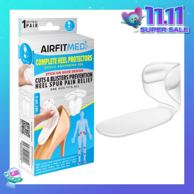 AIRFIT MEDI Complete Heel Protectors Shock Absorbing Gel Set (For Cuts & Blisters Prevention Heel Spur Pain Relief) 1s