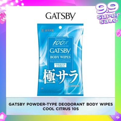 GATSBY Powder Deodorant Wipes Cool Citrus 10s