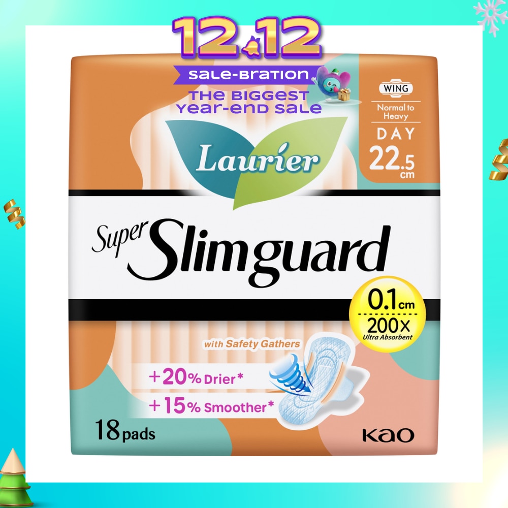 Super Slimguard Day Wing Sanitary Pad with Gathers 22.5cm 18s