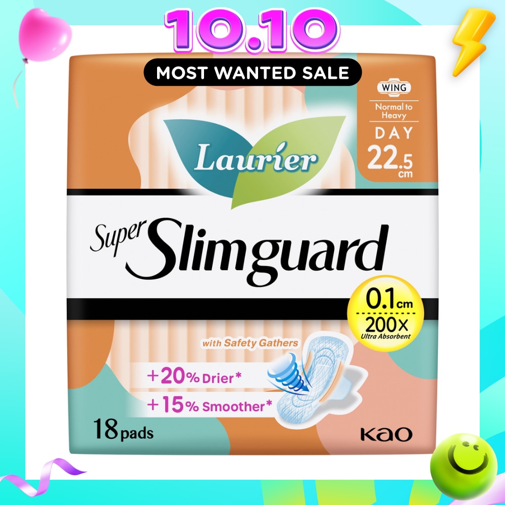 Super Slimguard Day Wing Sanitary Pad with Gathers 22.5cm 18s image