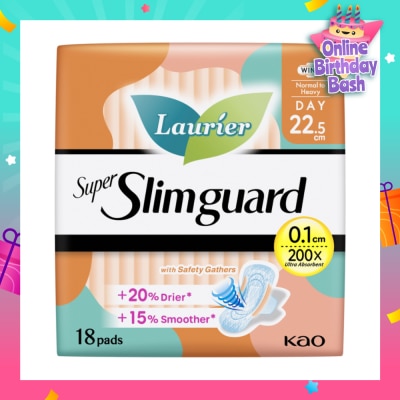 LAURIER Super Slimguard Day Wing Sanitary Pad with Gathers 22.5cm 18s