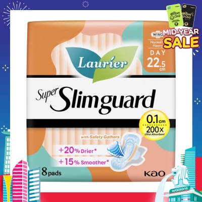 LAURIER Super Slimguard Day Wing Sanitary Pad with Gathers 22.5cm 18s
