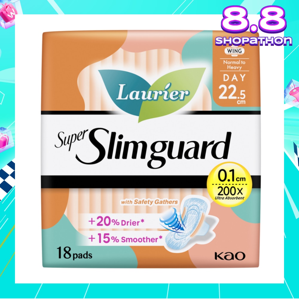 Super Slimguard Day Wing Sanitary Pad with Gathers 22.5cm 18s
