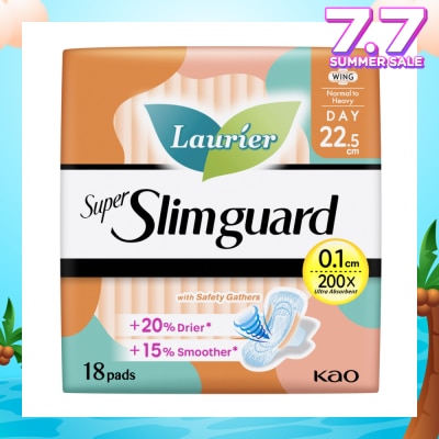 LAURIER Super Slimguard Day Wing Sanitary Pad with Gathers 22.5cm 18s