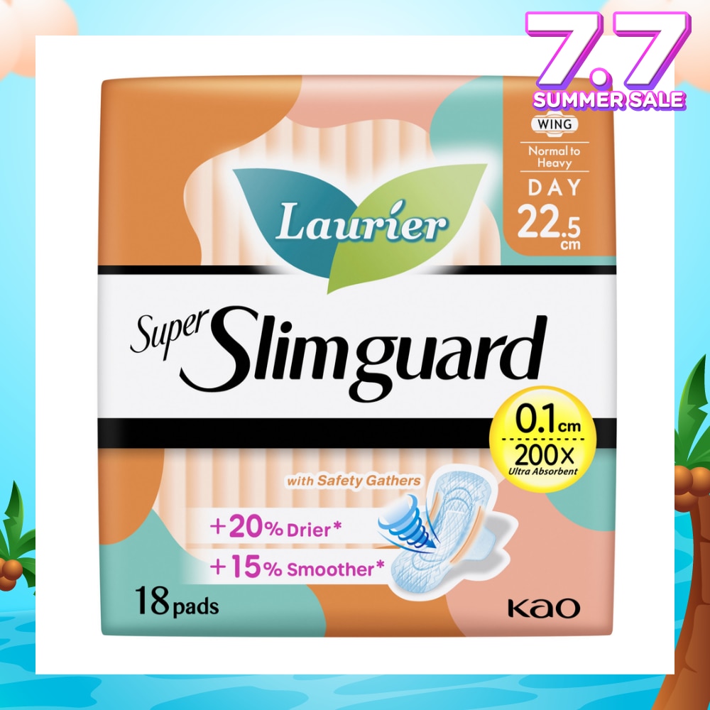 Super Slimguard Day Wing Sanitary Pad with Gathers 22.5cm 18s
