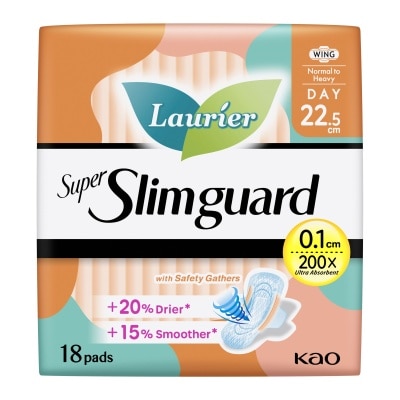 LAURIER Super Slimguard Day Wing Sanitary Pad with Gathers 22.5cm 18s