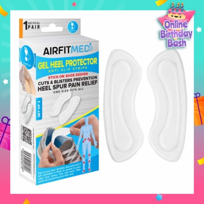AIRFIT MEDI Gel Heel Protector Anti Slip Strip Set (For Cuts & Blisters Prevention & Heel Spur Pain Relief) 1s
