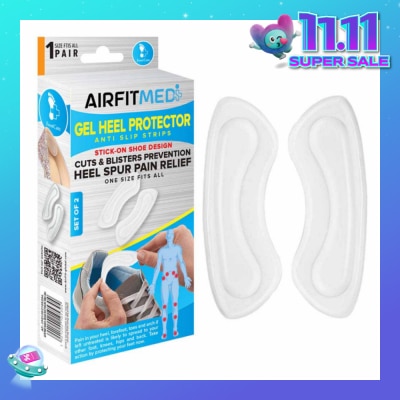 AIRFIT MEDI Gel Heel Protector Anti Slip Strip Set (For Cuts & Blisters Prevention & Heel Spur Pain Relief) 1s