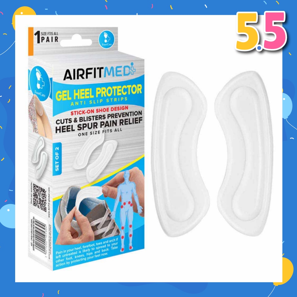 Gel Heel Protector Anti Slip Strip Set (For Cuts & Blisters Prevention & Heel Spur Pain Relief) 1s