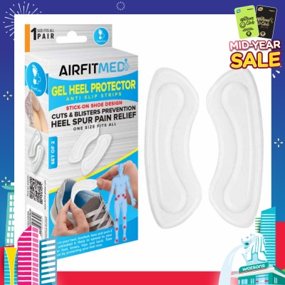 AIRFIT MEDI Gel Heel Protector Anti Slip Strip Set (For Cuts & Blisters Prevention & Heel Spur Pain Relief) 1s