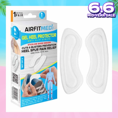 AIRFIT MEDI Gel Heel Protector Anti Slip Strip Set (For Cuts & Blisters Prevention & Heel Spur Pain Relief) 1s