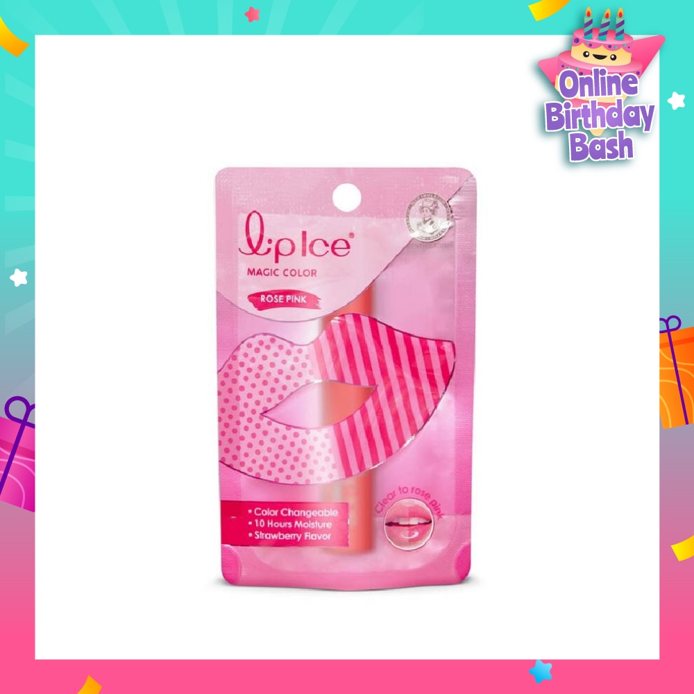 Lip Ice Magic Colour Rose Pink, Strawberry (Color Changing, Long Lasting Moisture For Fuller, Bouncy Lips, Protect Lips Against Harmful Environment) 2g<BR>