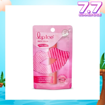 MENTHOLATUM Lip Ice Magic Colour Rose Pink, Strawberry (Color Changing, Long Lasting Moisture For Fuller, Bouncy Lips, Protect Lips Against Harmful Environment) 2g