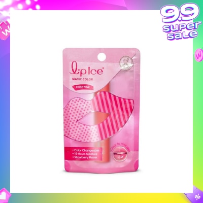 MENTHOLATUM Lip Ice Magic Colour Rose Pink, Strawberry (Color Changing, Long Lasting Moisture For Fuller, Bouncy Lips, Protect Lips Against Harmful Environment) 2g