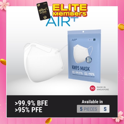 AIR+ KN95 Disposable Face Mask Size S (BFE >99.9% + PFE>95% + PM2.5) 5s