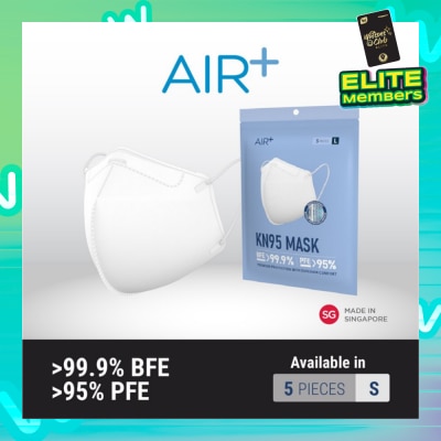 AIR+ KN95 Disposable Face Mask Size S (BFE >99.9% + PFE>95% + PM2.5) 5s