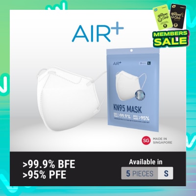 AIR+ KN95 Disposable Face Mask Size S (BFE >99.9% + PFE>95% + PM2.5) 5s