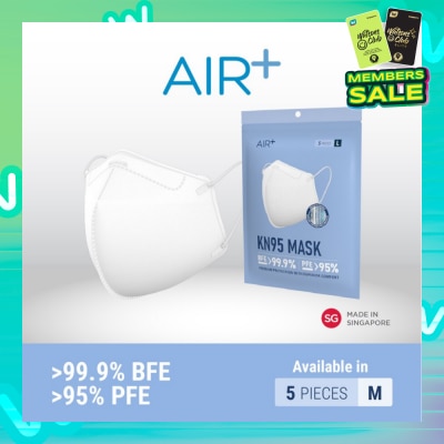 AIR+ KN95 Disposable Face Mask Size M (BFE >99.9% + PFE>95% + PM2.5) 5s