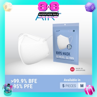 AIR+ - KN95 Disposable Face Mask Size M (BFE >99.9% + PFE>95% + PM2.5) 5s