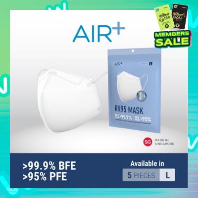 AIR+ KN95 Disposable Face Mask Size L (BFE >99.9% + PFE>95% + PM2.5) 5s