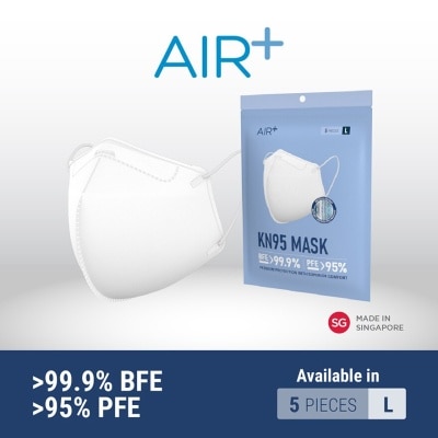 AIR+ KN95 Disposable Face Mask Size L (BFE >99.9% + PFE>95% + PM2.5) 5s