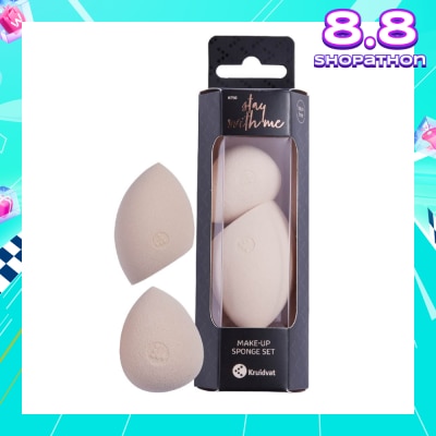 KRUIDVAT Make Up Sponge Set (For Foundations, Bb, Cc Creams, Powder, Concealer, Primer, Etc. Made From Soft Non Latex Material) 2s