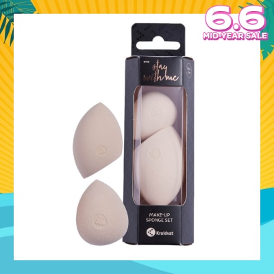 KRUIDVAT Make Up Sponge Set (For Foundations, Bb, Cc Creams, Powder, Concealer, Primer, Etc. Made From Soft Non Latex Material) 2s
