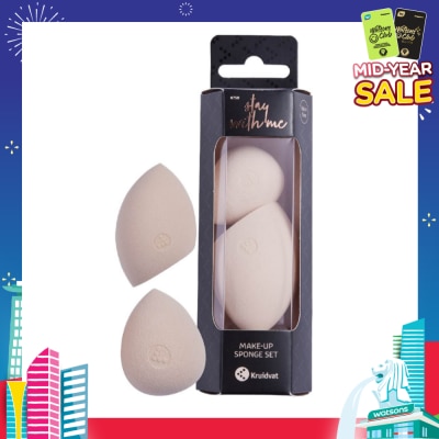 KRUIDVAT Make Up Sponge Set (For Foundations, Bb, Cc Creams, Powder, Concealer, Primer, Etc. Made From Soft Non Latex Material) 2s
