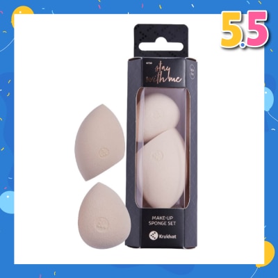 KRUIDVAT Make Up Sponge Set (For Foundations, Bb, Cc Creams, Powder, Concealer, Primer, Etc. Made From Soft Non Latex Material) 2s