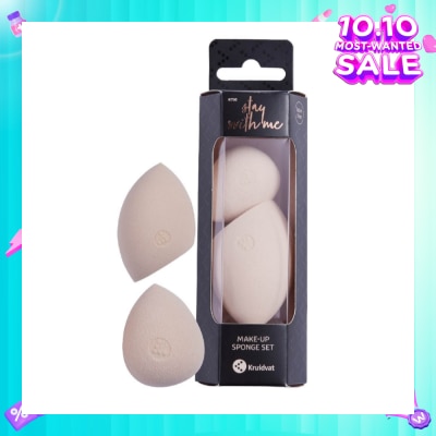 KRUIDVAT Make Up Sponge Set (For Foundations, Bb, Cc Creams, Powder, Concealer, Primer, Etc. Made From Soft Non Latex Material) 2s