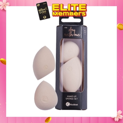 KRUIDVAT Make Up Sponge Set (For Foundations, Bb, Cc Creams, Powder, Concealer, Primer, Etc. Made From Soft Non Latex Material) 2s