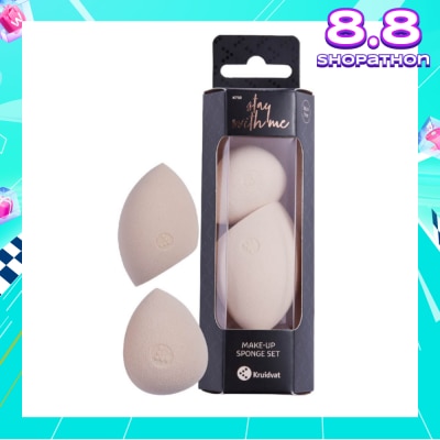 KRUIDVAT Make Up Sponge Set (For Foundations, Bb, Cc Creams, Powder, Concealer, Primer, Etc. Made From Soft Non Latex Material) 2s
