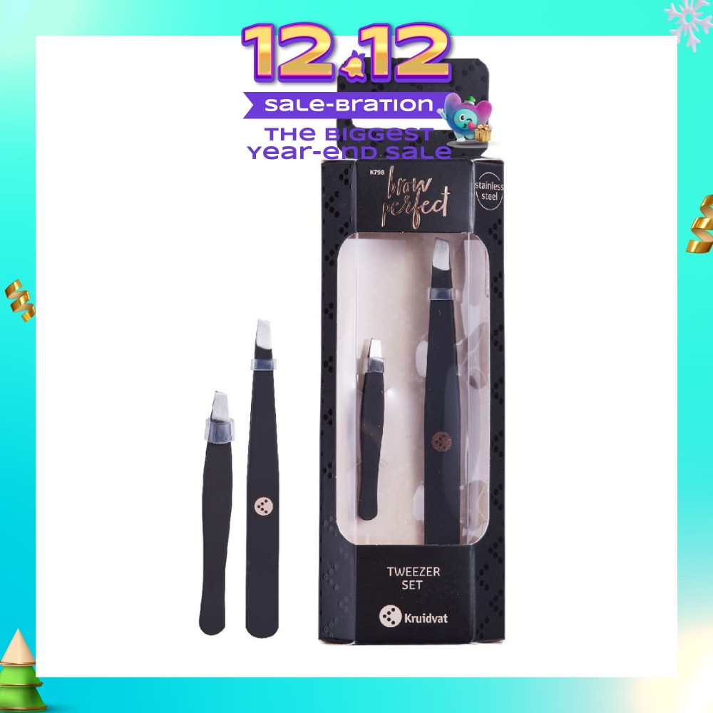 Tweezer Set (Two Slanted Stainless Steel Tweezers For An Accurate Grip) 2s