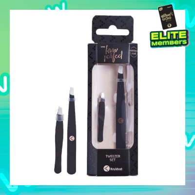 KRUIDVAT Tweezer Set (Two Slanted Stainless Steel Tweezers For An Accurate Grip) 2s