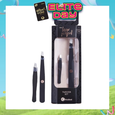 KRUIDVAT - Tweezer Set (Two Slanted Stainless Steel Tweezers For An Accurate Grip) 2s