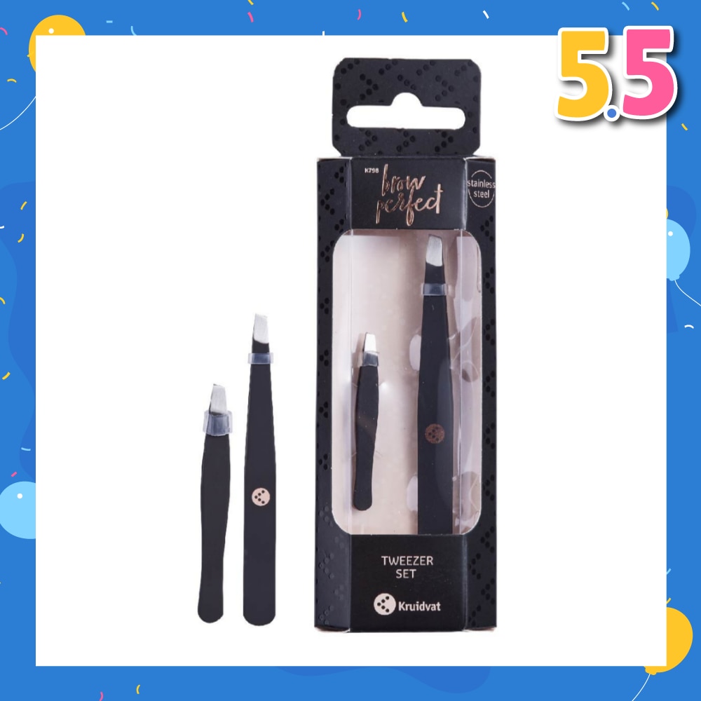 Tweezer Set (Two Slanted Stainless Steel Tweezers For An Accurate Grip) 2s