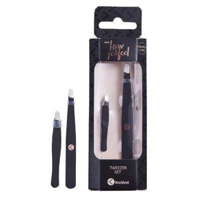 KRUIDVAT Tweezer Set (Two Slanted Stainless Steel Tweezers For An Accurate Grip) 2s