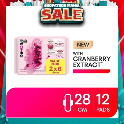 KOTEX - Odour Control Cranberry Extract Super Ultra Thin Wing Pad 28cm 6s x 2