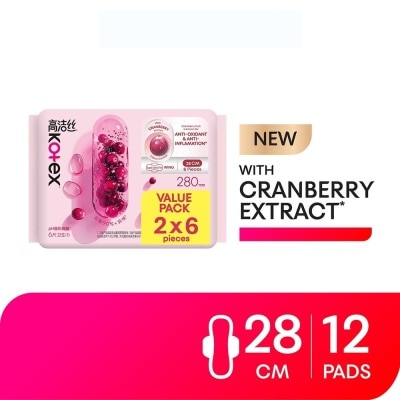 KOTEX - Odour Control Cranberry Extract Super Ultra Thin Wing Pad 28cm 6s x 2
