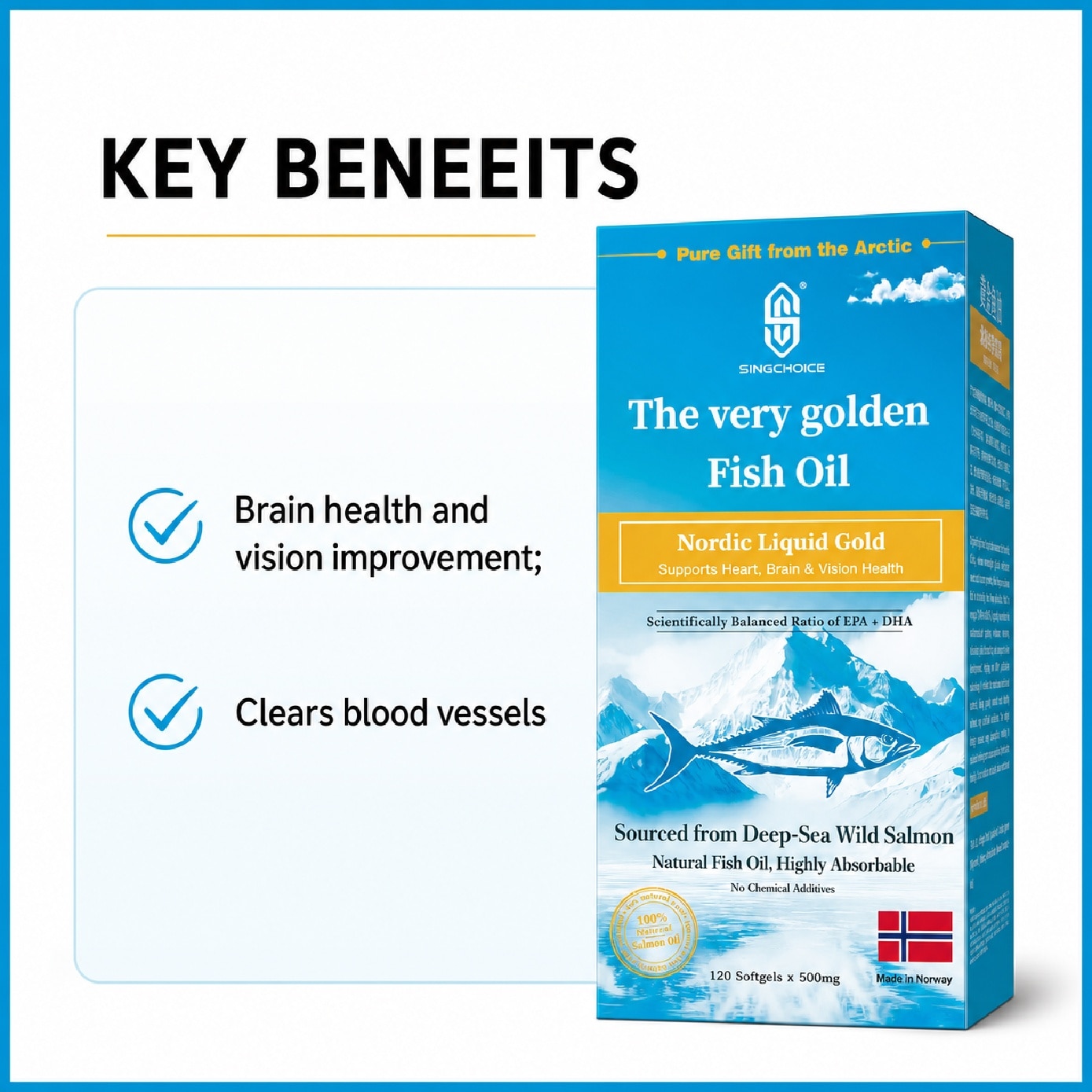 Golden Fish Oil for Brain Support Capsule 120s image