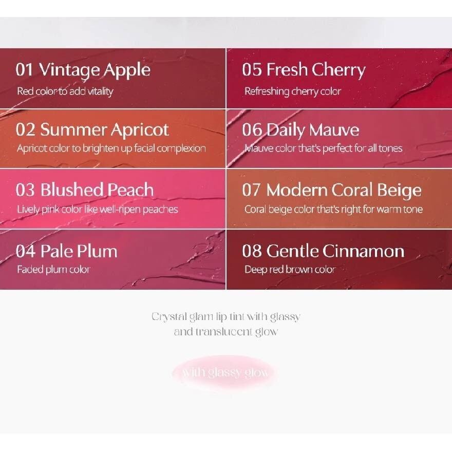 Crystal Glam Tint (02 Summer Apricot) Glowy Lip Appearance Without Making Your Lips Sticky 3.4g